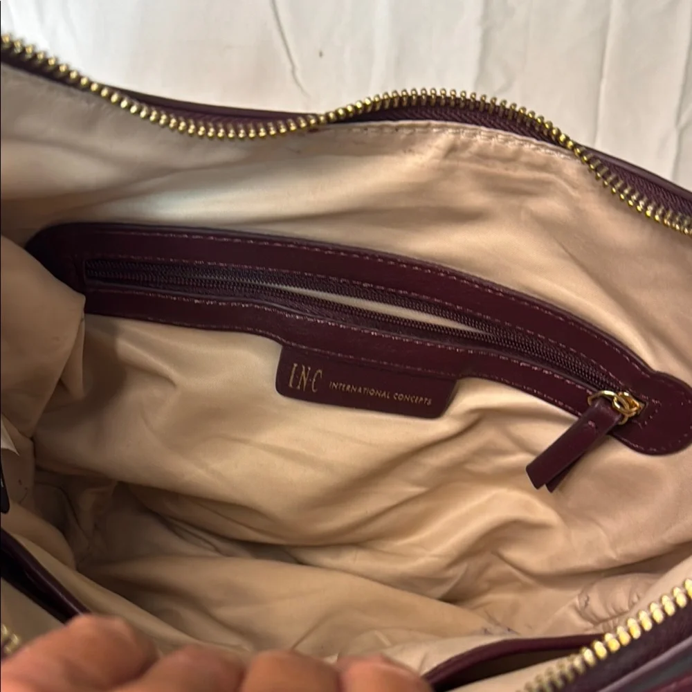 INC International Concepts Burgundy Studded Hobo Crossbody Bag‎